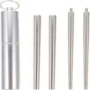 샤워로 스테인리스 스틸 휴대용 젓가락 세트 수납 케이스 포함 가벼운 접이식 여행용 식기류 캠핑 야외