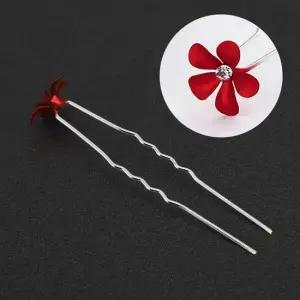 레드플라워 뒤꽂이 머리장식 헤어핀 U핀 웨딩헤어핀 올림머리장식 한복머리장식 비녀
