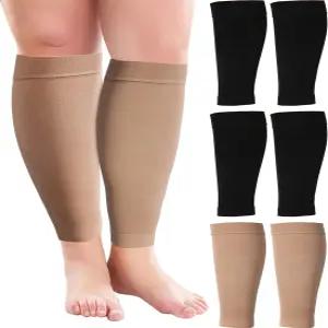 순환 압박을 위한 Syhood 3쌍 20인치 와이드 플러스 사이즈 종아리 양말 여성 남성용 긴 다리 소매