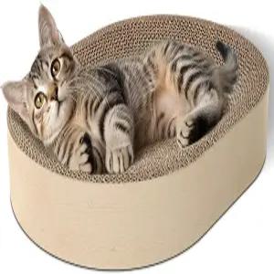 ComSaf 고양이 긁기 보드 - 실내 침대 골판지 패드 내구성 있는 타원형 볼 가구 보호기