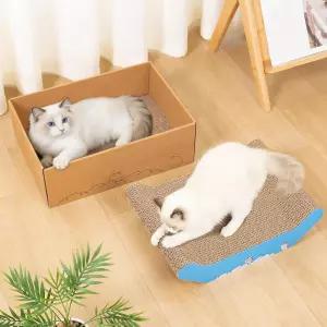 실내 고양이 골판지용 스크래치 패드가 있는 16.9인치 대형 박스 UUIg 침대