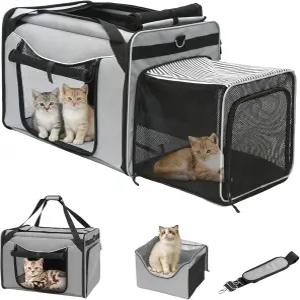 24인치 x16인치 x17인치 부드러운 고양이 여행용 캐리어 2마리 확장형 장거리 자동차 대형 최대 55파운드