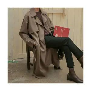 남친 가을 트렌치 더블 남 세미 코트 오버핏 MF3