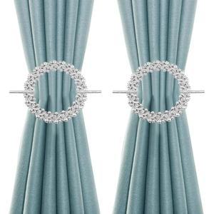 뮤탈 2팩 실버 커튼 타이백 라운드 홀드백 플라스틱 클립 버클 드레이퍼리 크리스탈 홈 창문 장식용 고정봉 20개