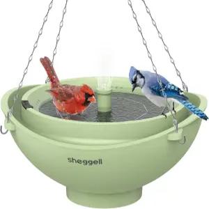 셰겔 스마트 버드 배스 2L 대용량 물 순환 여과 기능 포함 3가지 분수 모드 태양열 걸이 및 독립형 디자인