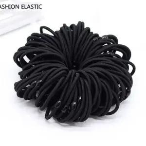 대용량 검정 머리끈 헤어 고무줄 100개