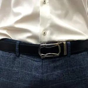 실버 자동 가죽 남성 허리디 인조 허리벨트