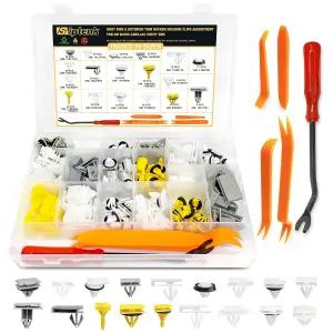 트림 제거 도구 키트가 포함된 Siptenk 180pcs 차체 측면 및 외부 로커 패널 몰딩 클립 GM 뷰익 캐딜락