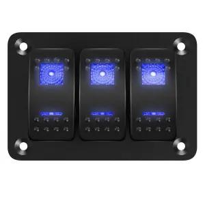 다이어텍 마린 스위치 패널 방수 12V 3 갱 로커 블루 LED 라이트 토글 자동차 트럭 보트 RV UTV ATV RZR용
