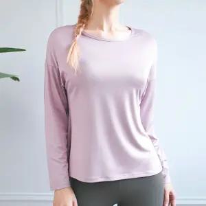 여성 긴팔 요가 티셔츠 운동복 헬스웨어