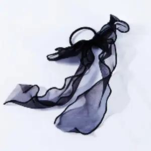 리본 머리끈 01오간자리본-블랙 실버 숱많은 화사 메탈 실버 무광 숱많은 올림머리 반묶음