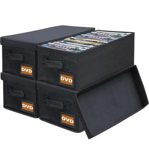 살라조리 DVD 보관함 - 4팩 DVD 케이스 홀더 정리함 - 15.7인치 x 7.9인치 x 5.7인치