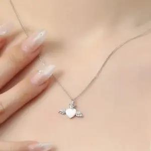 비쥬홀릭실버925백금도금자개엔젤하트목걸이 패션목걸이 은목걸이 925목걸이 도금목걸이