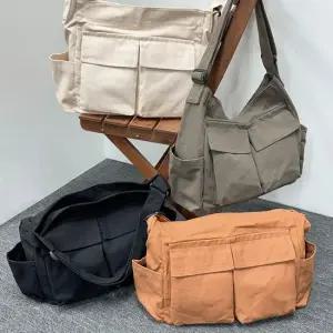 멀티포켓 캔버스 빅사이즈 숄더 크로스백 학생 데일리 학생숄더백 데일리가방 캐주얼룩