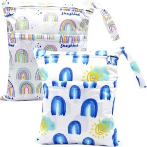 지퍼가 달린 주머니가 두 개 방수 젖은 가방 2개 세탁 가능 여행 해변 수영장 유모차 기저귀 체육복 수영복