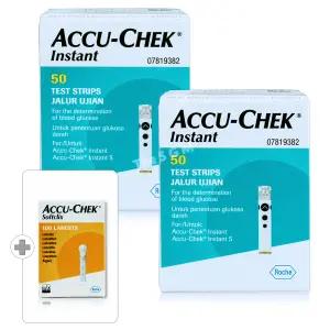 아큐첵 인스턴트 시험지 혈당측정지 2박스 100매+정품 소프트클릭스 채혈침 100개