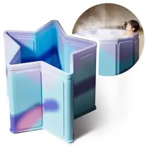 접이식 욕조 덮개형 그라데이션 블루 이동식욕조 간이반신욕조