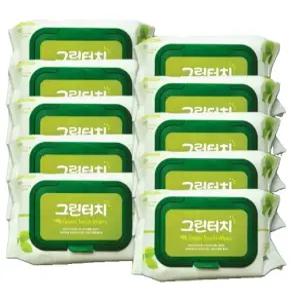 그린터치물티슈 국산 대용량 물티슈 캡형 100매 10개