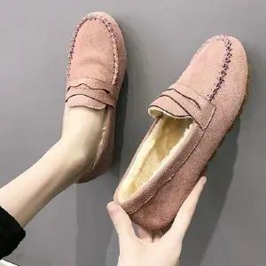 스티치 여성 스웨이드 4단화 ZG88912 안감 단화 털신 구두 캐주얼화 로퍼