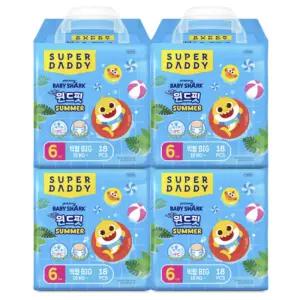 NEW 핑크퐁x아기상어 윈드핏 썸머기저귀 빅형 18Px4팩