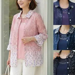 [엄마옷 로즈맘] 꽃잎살랑티셔츠가디건세트