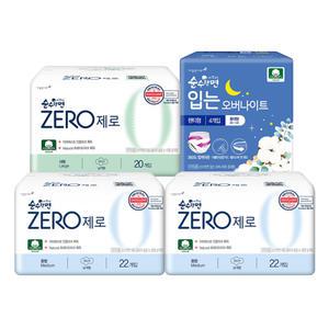 순수한면 제로 중형 22입, 2개 + 대형 20입, 1개 +입는 오버나이트 중대형 4입, 1개