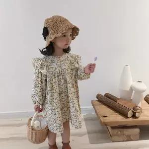 [보리보리/조이멀티]풀잎패턴 프릴 아동 긴팔 여아 플라워원피스 205300