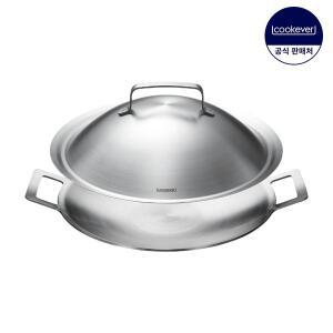 [쿡에버] IH 인덕션 통3중 스텐 그리들 2종 세트 34cm (커버포함)