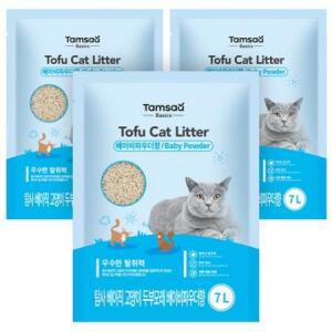 탐사 베이직 프리미엄 고양이 두부모래 베이비파우더향, 7L, 3개입 one option