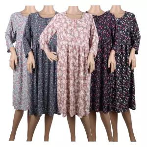 필굿 여성 여자 쿨 냉감 여름 7부 원피스 잠옷 꽃무늬 꽃가라 엄마 할머니 파자마 홈웨어 이지웨어 실내복