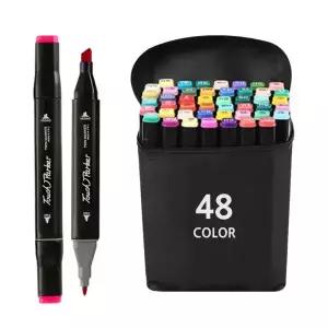 디자인마카 미술용 트윈마카펜 세트 천케이스 48색 /일러스트 양면