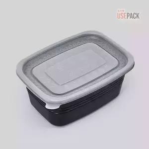 EH 사각 죽용기 특대 500개 BOX 검정 뚜껑포함 일회용 반찬 포장 배달