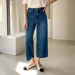 [어반프랑] 로즐 8부 와이드 뒷밴딩 데님 청바지(ver.여름)