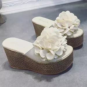 [하프클럽/]통굽 슬리퍼 여성 사무실 키높이 실내화 웨지 샌들