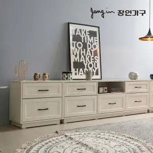 [장인가구]셀리아 화이트 대리석패턴 2400 높은 거실장
