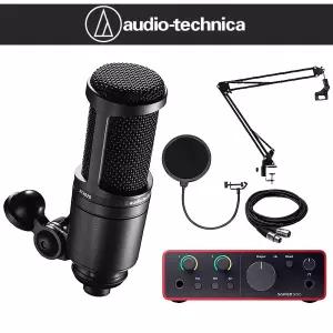 오디오테크니카 AT2020 콘덴서마이크 포커스라이트 스칼렛솔로 4세대 관절스탠드 패키지