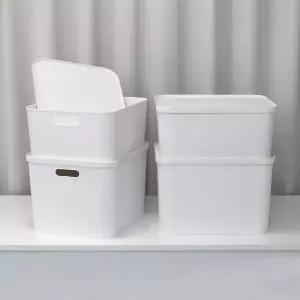 [하우릿]국내제작 엔드세이브 손잡이 뚜껑 수납정리함 M 2개+L 2개 리빙박스 옷 소품박스 팬트리 수납함