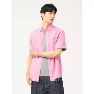 [빈폴멘] 리넨 솔리드 반소매 셔츠  라이트 핑크 (BC5365C21Y)