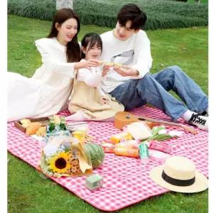 풀체크 파스텔 피크닉 매트 대형 돗자리 4인 10인 포켓 캠핑