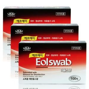 FA 이올 일회용 알콜솜 3박스 300매[에프에이|에탄올|이올스왑|알콜스왑|소독|낱개포장]