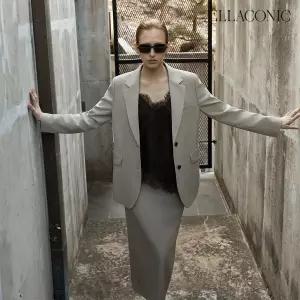 [런칭가 129,000원 4만원 ] 엘라코닉 테일러드 울혼방 자켓