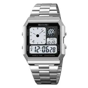 디지털 전자 월드 타임 정장 남성 메탈 손목 시계 손목시계 메탈시계 바늘시계