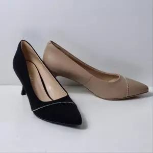 미셸by탠디 TC01 여성 소가죽 7cm 슬림힐 포인티드 펌프스 사선 메탈라인 하객구두  X