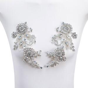 픽서워 페어 핸드메이드 샤이닝 크리스탈 스톤 드레스 비즈, 웨딩 액세서리 라인스톤 장식용 DIY 트림 리크 의류 스몰) (화이트 재봉 패치,