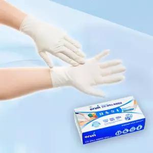 오런 라텍스 위생장갑 100p 중 베이지/급식/손이/편한/작업/수술/의사/음식/베이킹/병원/식품용/식당용