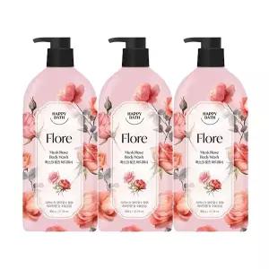해피바스 플로레 머스크 로즈 바디워시 900g, 3개
