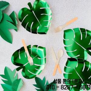 8/16pcs 하와이 거북이 잎 종이 접시 열대 알로하 여름 파티 장식 해피 정글 사파리 생일