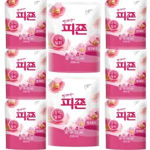 피죤 레귤러 섬유유연제 핑크로즈 리필, 2.1L, 8개