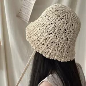 레이스 밀짚 끈 벙거지 모자 여름 챙 휴가 휴가모자 벙거지모자 여름모자 밀짚모자 끈모자