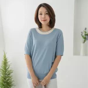 [마담4060]엄마옷 마담4060 비비배색반팔 중년여성 데일리 니트 -RKN2603015-